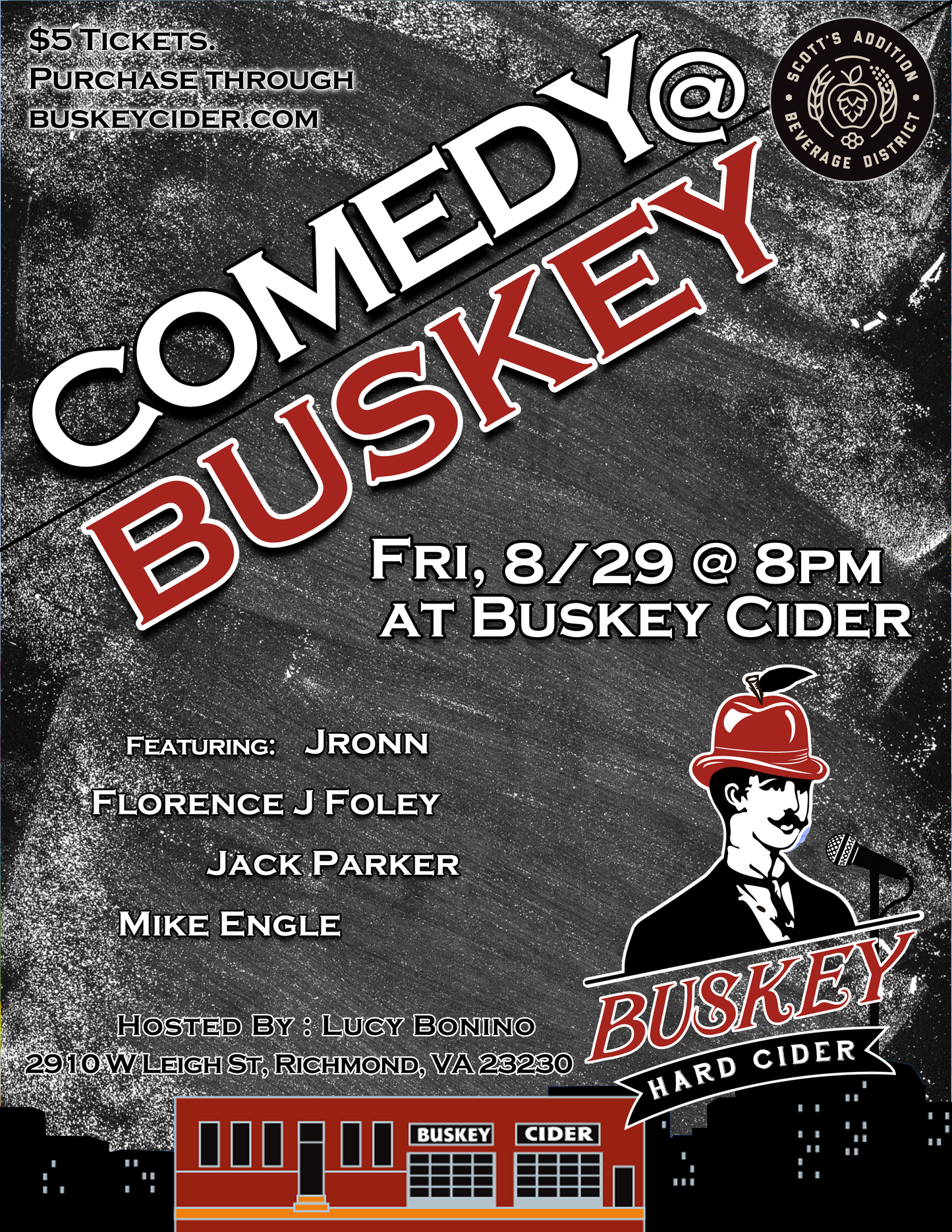 Comedy @ Buskey - Friday, 8/29 at 8pm