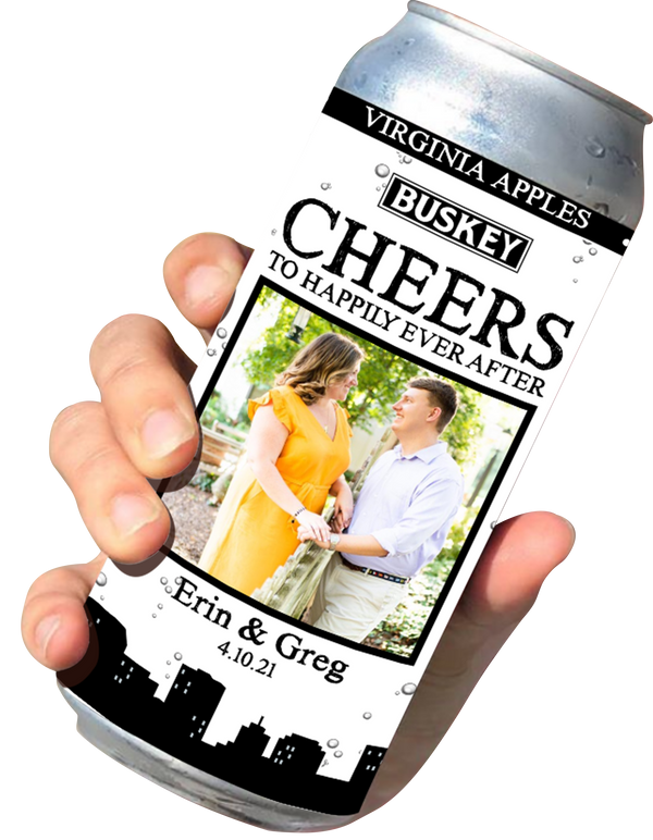 Personalized Wedding Cans by Buskey Cider